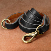 Premium Genuine Leather Dog Leash – Durable Handmade Lead for Small, Medium & Large Dogs with Brass Hardware
