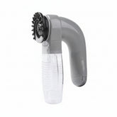 A mineral pebble grey Pawzation 2-in-1 portable pet hair vacuum and grooming massager showing its compact 0.300 kg lightweight design and soft rubber massage head.