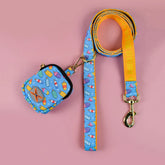 Double-Sided Print Pet Leash with Poop Bag Holder, Collar Sets