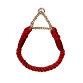 Dog Collar P Chain Comfortable Cotton Dog Collars Adjustable Braided Cotton Multi-Color Rope Collar with Durable Metal Dog Chain