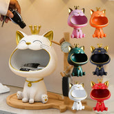 Lucky Cat Resin Statue – Decorative Storage Box for Keys, Candy & Accessories