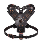 Genuine Leather Dog Harness Durable Large Dogs Harnesses Riveted Pet Training Vest with Metal Accessories for Medium Large Dogs