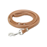 PU Leather Dog Leash – Adjustable Dog Walking Lead with Zinc Alloy Hardware - Brown & Blue