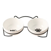 Ceramic Double Pet Feeding Station - Ergonomic Cervical Protection