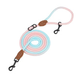Double head crossbody pet leash in pastel gradient colors for dogs and cats