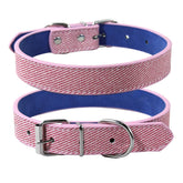 Pink adjustable PVC leather dog collar – soft, waterproof, and durable for small to large dogs