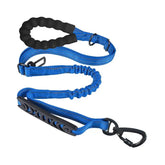 Reflective Shock‑Absorbing Dog Leash with Car Seatbelt Clip – Tactical Safety Bungee Leash for Medium & Large Dogs