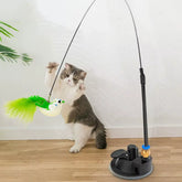 Interactive Cat Toy – Simulated Bird with Suction Base, Feather & Bell for Indoor Play