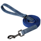 Strong nylon dog walking leash with comfortable PU leather handle and clip
