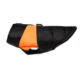 Solar Flare orange waterproof dog ski vest with a zippered back for large breeds.