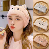 Cat Coral Fleece Head Bands for Women Cute Soft Hair Bows Headband Hairbands Wash Face Make up Turbans Bandage Girls Accessories