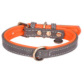 Adjustable Leather Dog Collar – Soft Padded Anti-Strangulation Design with Metal Snap, Cute Red Solid Color Pet Collar