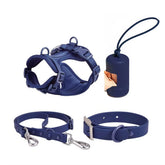 Dog Collar Leash And Harness Set With Poop Collector Bag- Nylon Fabric