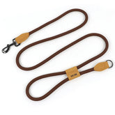 A rich deep cocoa chocolate brown hands-free dog walking lead featuring high-tensile fabric web layers engineered to distribute heavy pulling impact.