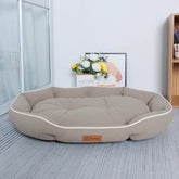 XXL Toasted Almond khaki dog sofa bed showing a spacious sleeping area for large breeds.