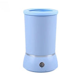 An electric pet paw cleaner cup with soft silicone bristles and a USB charging cord, shown in Streamline Blue and Minimalist White options.
