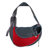 Red breathable mesh sling pet carrier crossbody bag for cats and small dogs