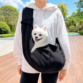 Black outdoor pet sling carrier portable shoulder travel bag for small dogs and cats up to 7.5kg