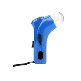 Blue handheld pet treat launcher with transparent dome top and wrist strap, designed for feeding and training cats and dogs.