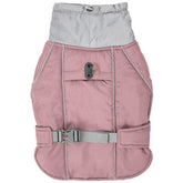 Blossom Frost pink thickened thermal pet coat for winter safety and warmth.