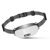 Smart rechargeable dog bark collar with digital display, adjustable sensitivity, and humane vibration training mode