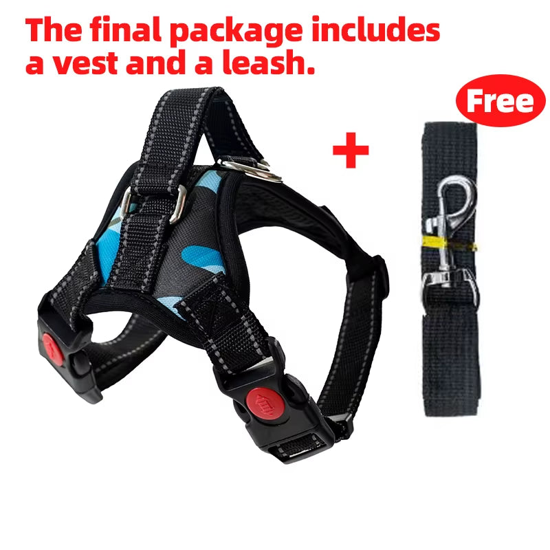 Adjustable Dog Cat Harness with Leash Outdoor Small Medium Large Pet Chest Strap Dog Walking Training No Pull Saddle Vest Collar