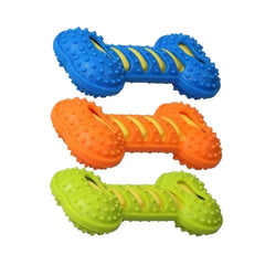 Indestructible Squeaky Rubber Bone Dog Chew Toy - High-Thickness Food-Grade TPR Teething Toy and Dental Care Massager for Puppies, Small, and Medium Dogs