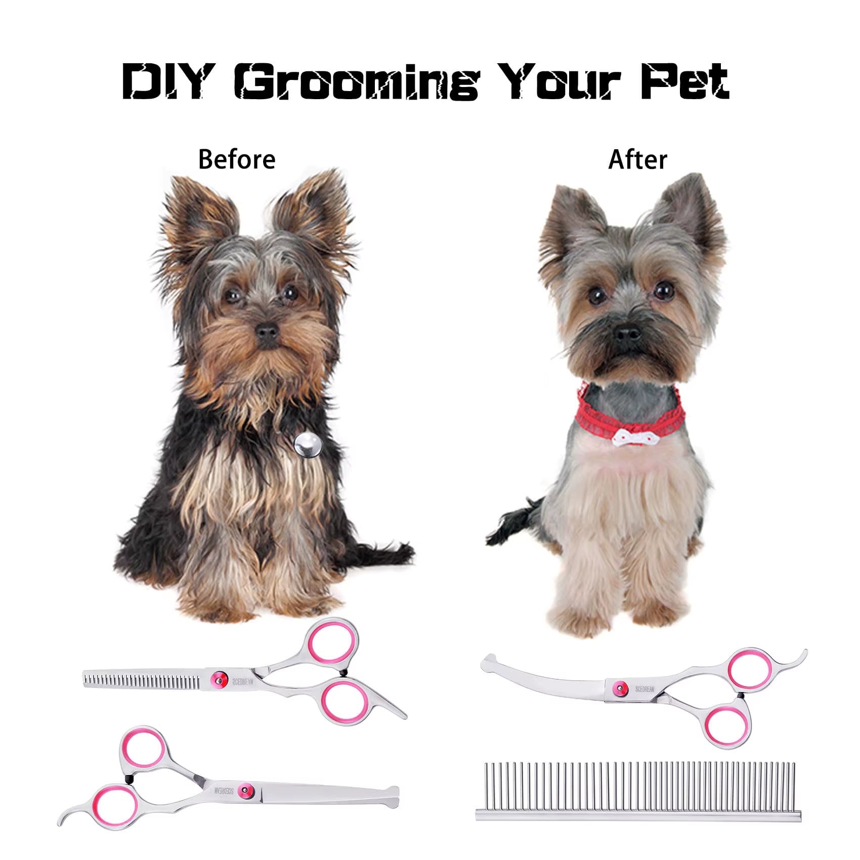 5Pcs/Set Stainless Steel Pet Dogs Grooming Scissors Suit