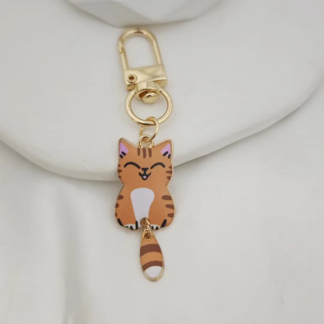 Elegant Keycat Valentine Keychain - Charming Small Animal Metal Keyring and Bag Pendant Gift