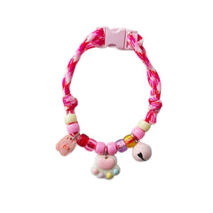 Pet Beaded Necklace Accessories, Skin-Friendly Rope Neck Collar, Dog and Cat Bell Collar to Prevent Getting Lost