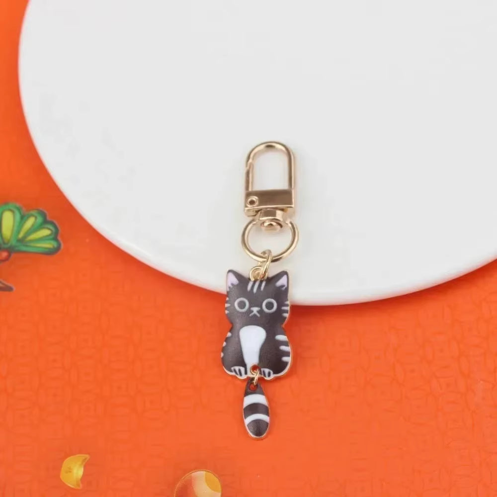 Elegant Keycat Valentine Keychain - Charming Small Animal Metal Keyring and Bag Pendant Gift
