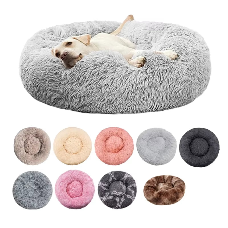 Round Plush Winter Pet Bed - Washable Basket for Small, Medium, and Large Dogs and Cats