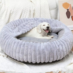 Fluffy Round Pet Bed with Blanket – Washable Cave-Style Bed for Small & Medium Dogs and Cats