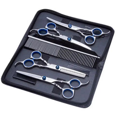 Professional Dog Grooming Scissors Set – 6 Inch Stainless Steel Pet Hair Cutting Kit with Thinning, Straight & Curved Shears + Comb