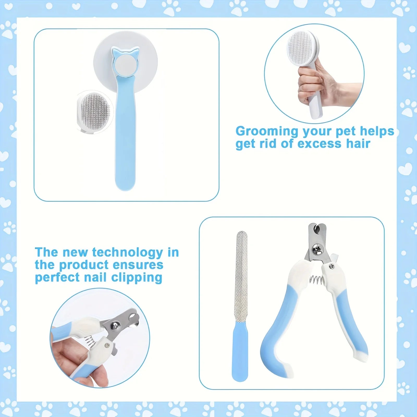 8 Pcs Cat Brush Grooming Kits, Pflea Comb, Pet Shampoo Bath Brush, Pet Shedding Brush, Silicone Toothbrush