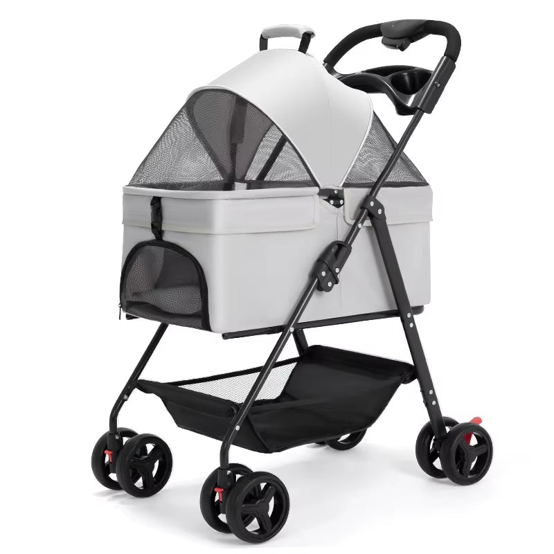 Lightweight Foldable Pet Cart for Small to Medium Dogs - Detachable Dog Walking Cart and Cat Carrier for Outings