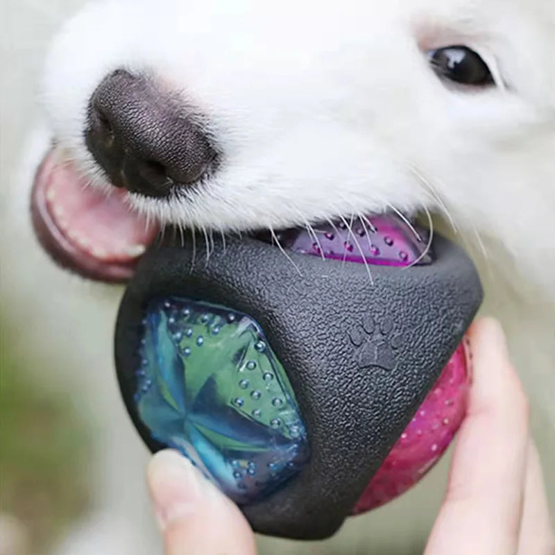 Interactive Light-Up Bouncy Dog Ball - High-Elasticity Bite-Resistant Glowing TPR Toy for Puppies, Medium, and Large Dogs