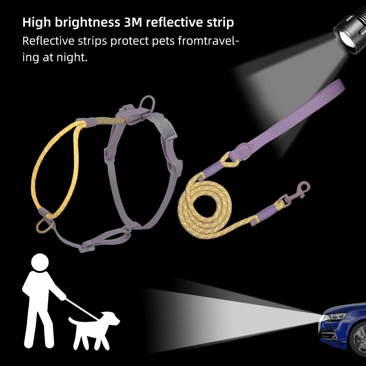 Dogs Leash Harness Set - Summer Special - No Pull Safety Reflective Nylon Leashes