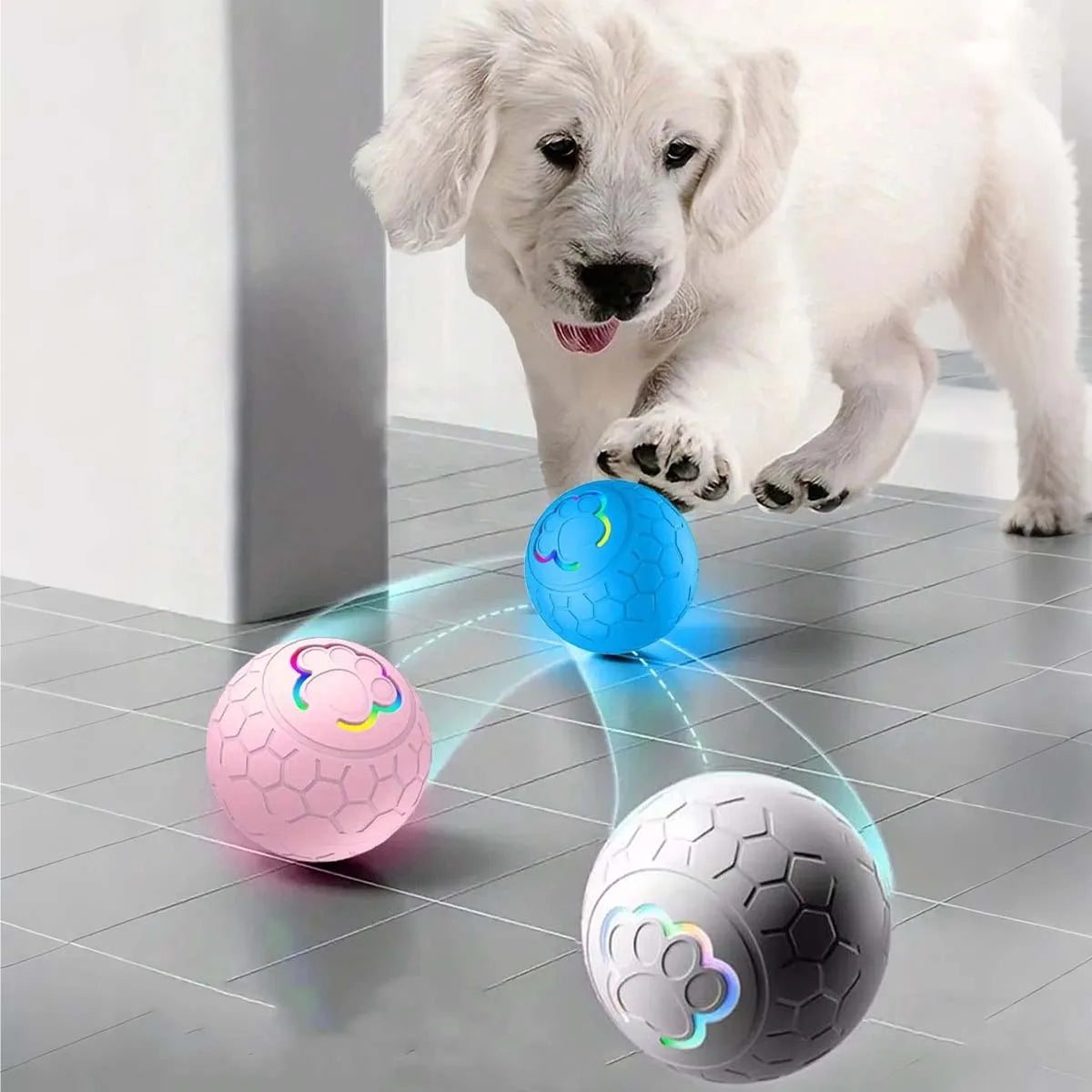Smart Interactive Dog Toy Ball with Automatic Bouncing and RGB Lights for Small to Medium Dogs