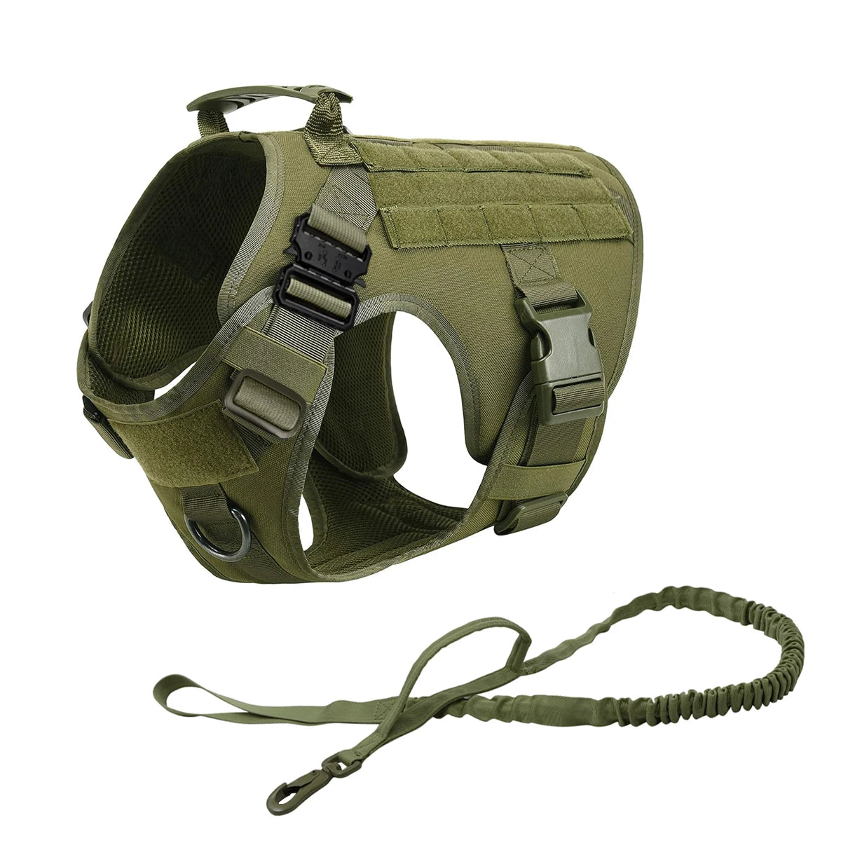Tactical Dog Harness Leash Collar Molle Pouches for Medium Large Dogs Training Military Pet Vest Adjustable Service Dog Harness