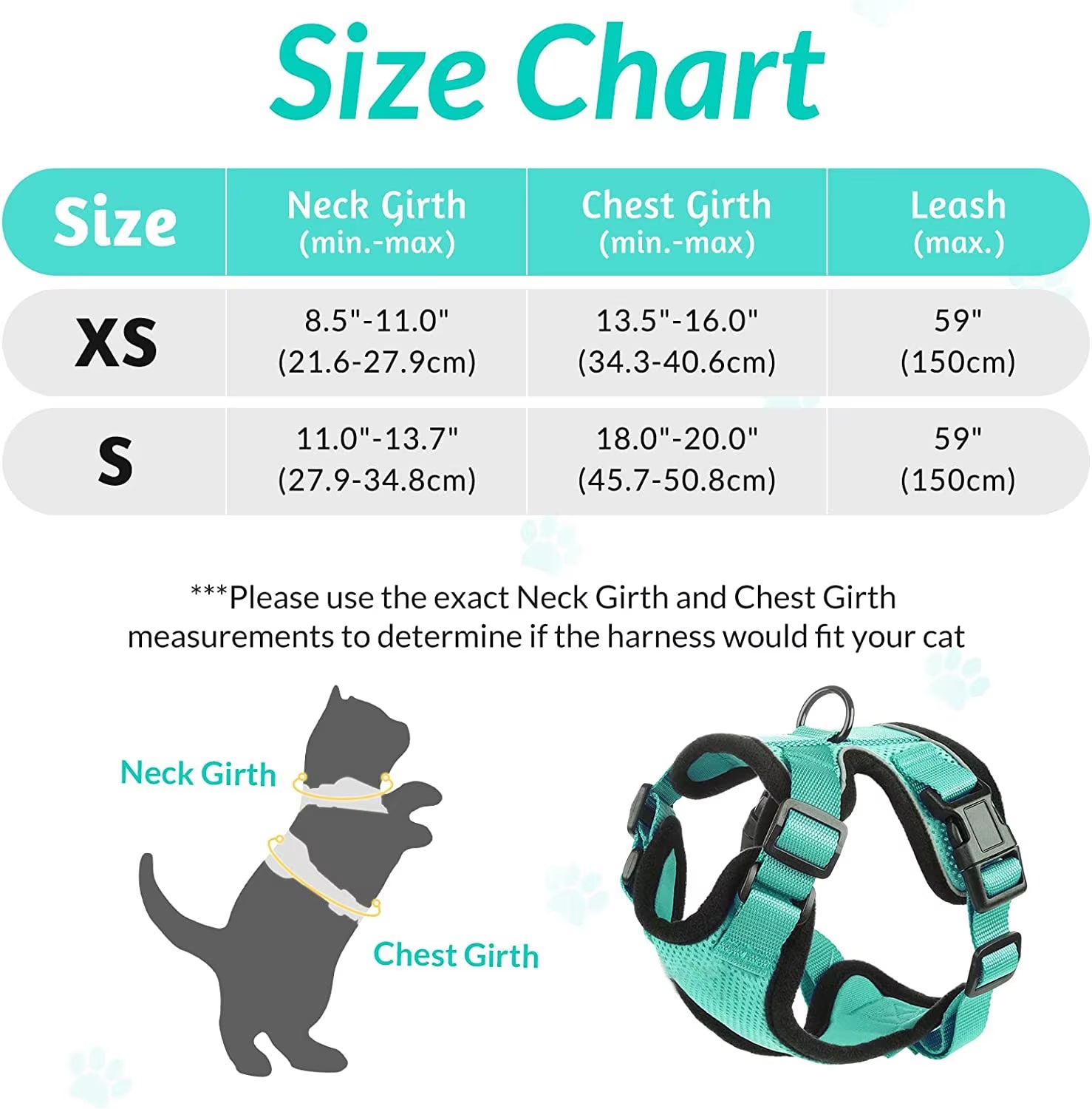Cat Harness and Leash Set for Walking - Escape-Proof Adjustable Soft Vest Harness for Cats with Easy Control