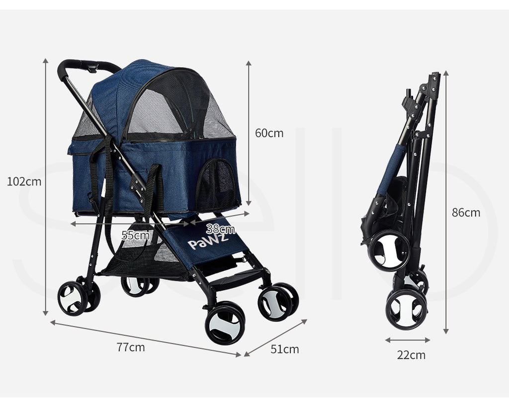 Pawz Pet Stroller Dog Cat Travel Carrier Bicycle Trailer Pram Foldable Pushchair