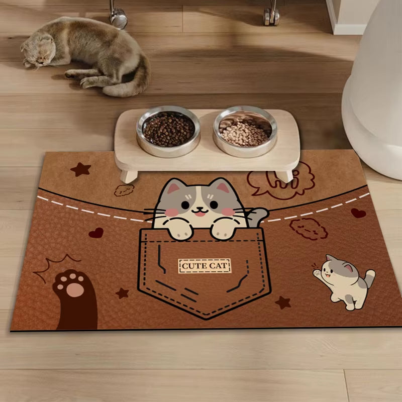 VIKAMA Dog Food Mats for Floors Waterproof Pet Food Mat Wear-Resistant Dirt Repellent Manageability Dog Feeding Mat Cat Mat