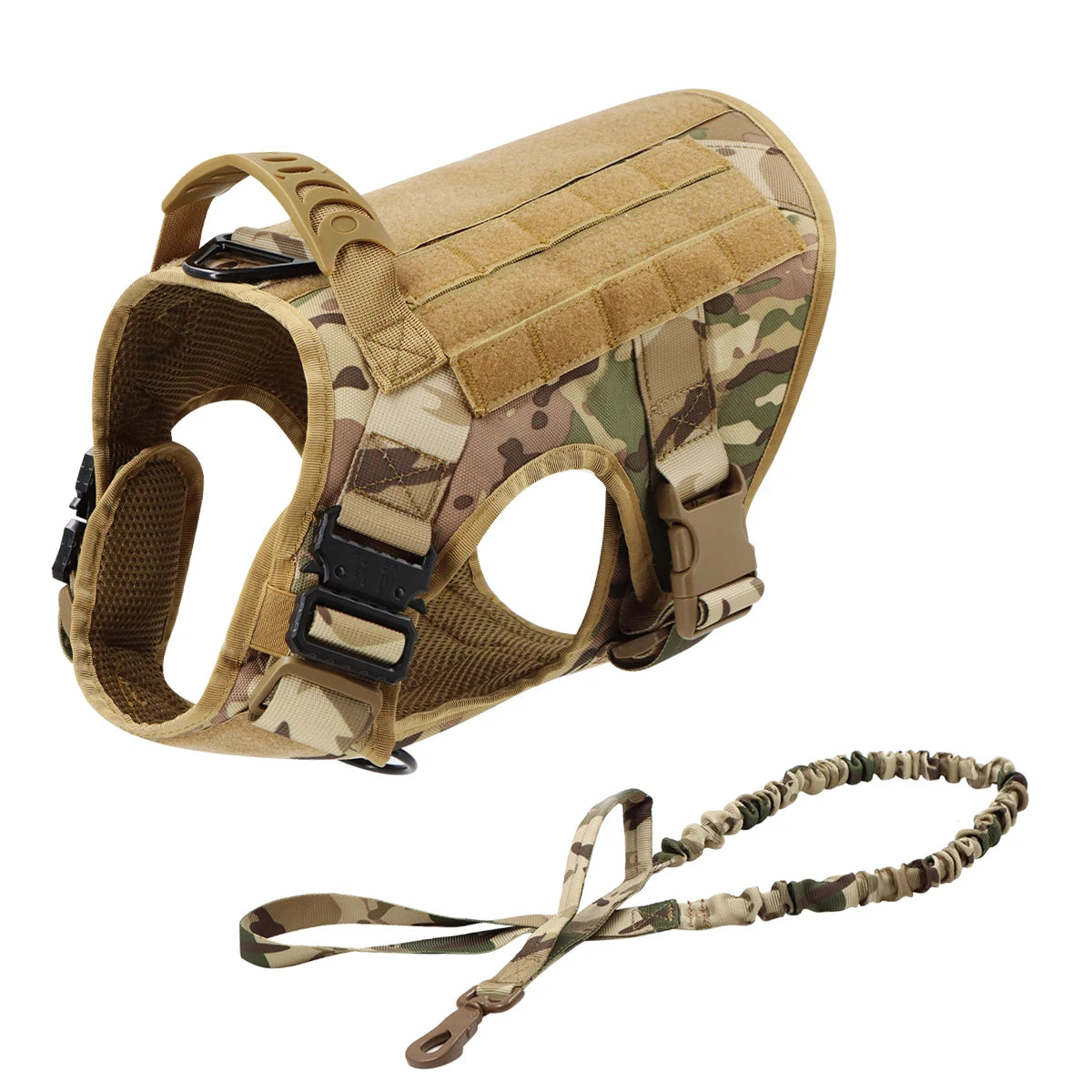 Tactical Dog Harness Leash Collar Molle Pouches for Medium Large Dogs Training Military Pet Vest Adjustable Service Dog Harness