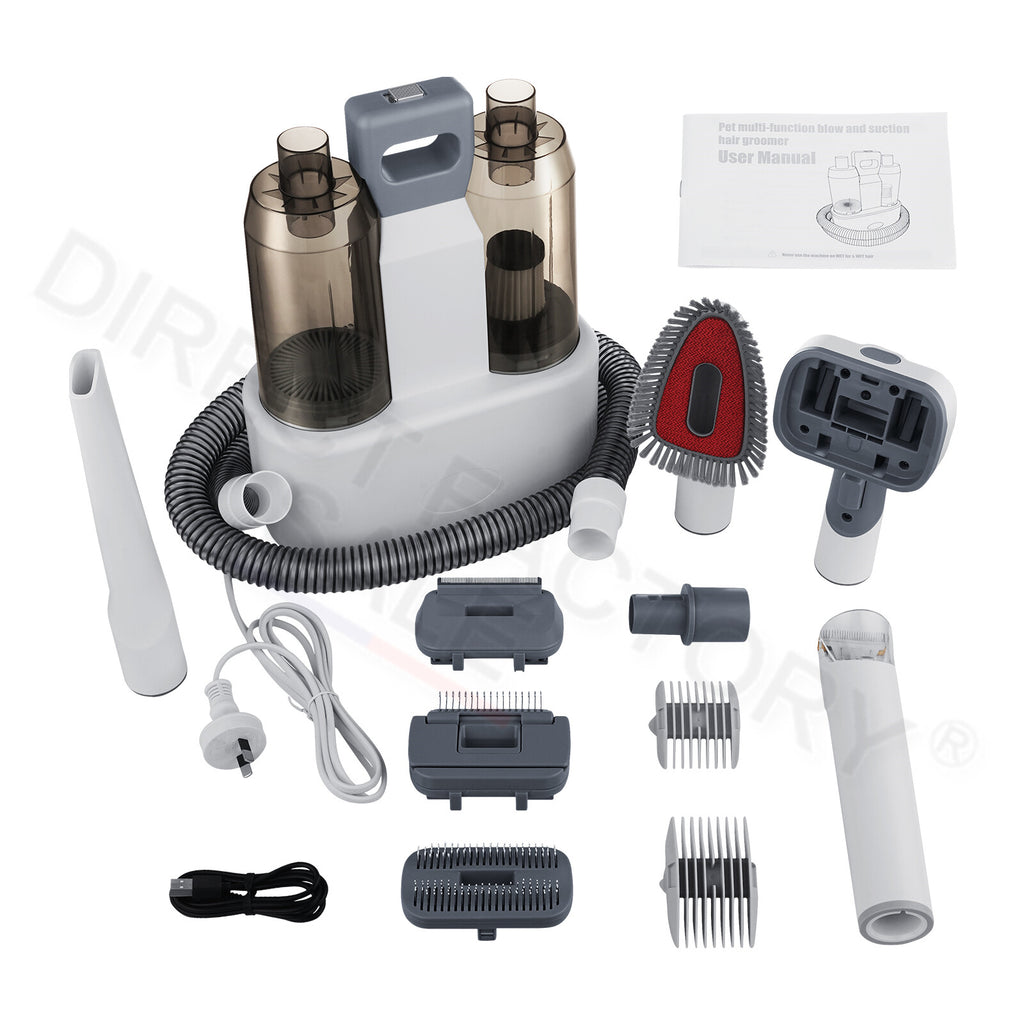 Pet Grooming Hair Dryer and Vacuum Cleaner Set with Clipper and Brush