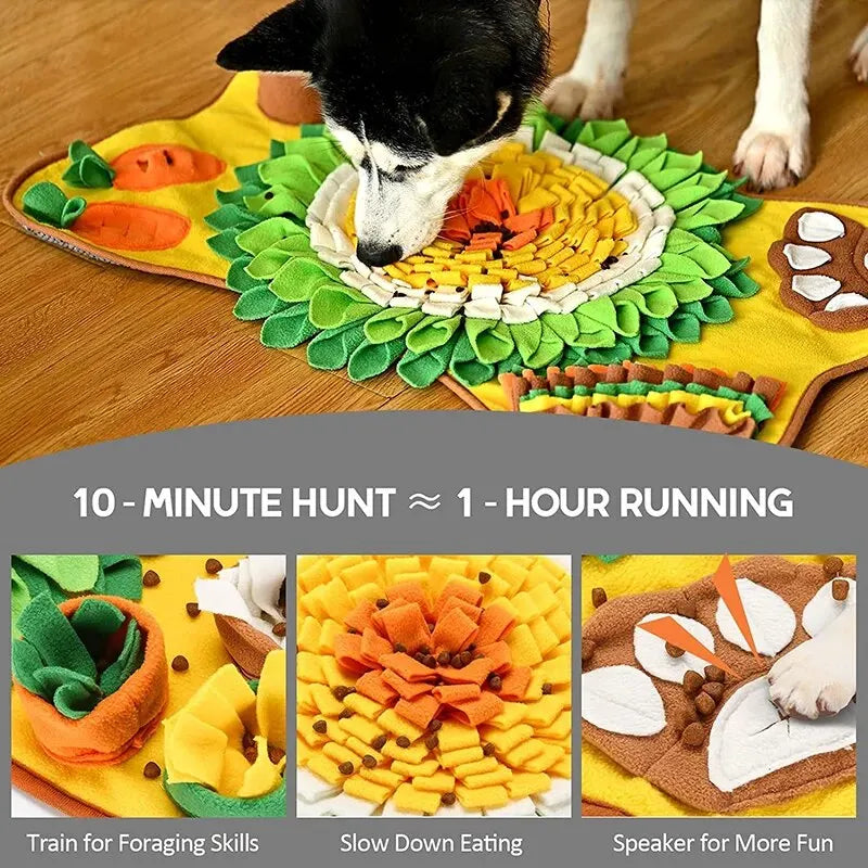 Interactive Dog Snuffle Mat - Educational Puzzle Slow Feeder & Anti-Anxiety Foraging Mat