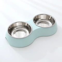 Double Bowls Stainless Steel Pet Feeder Dish Drinking Water Food Tray Cat Puppy Feeding Supplies 2025 New