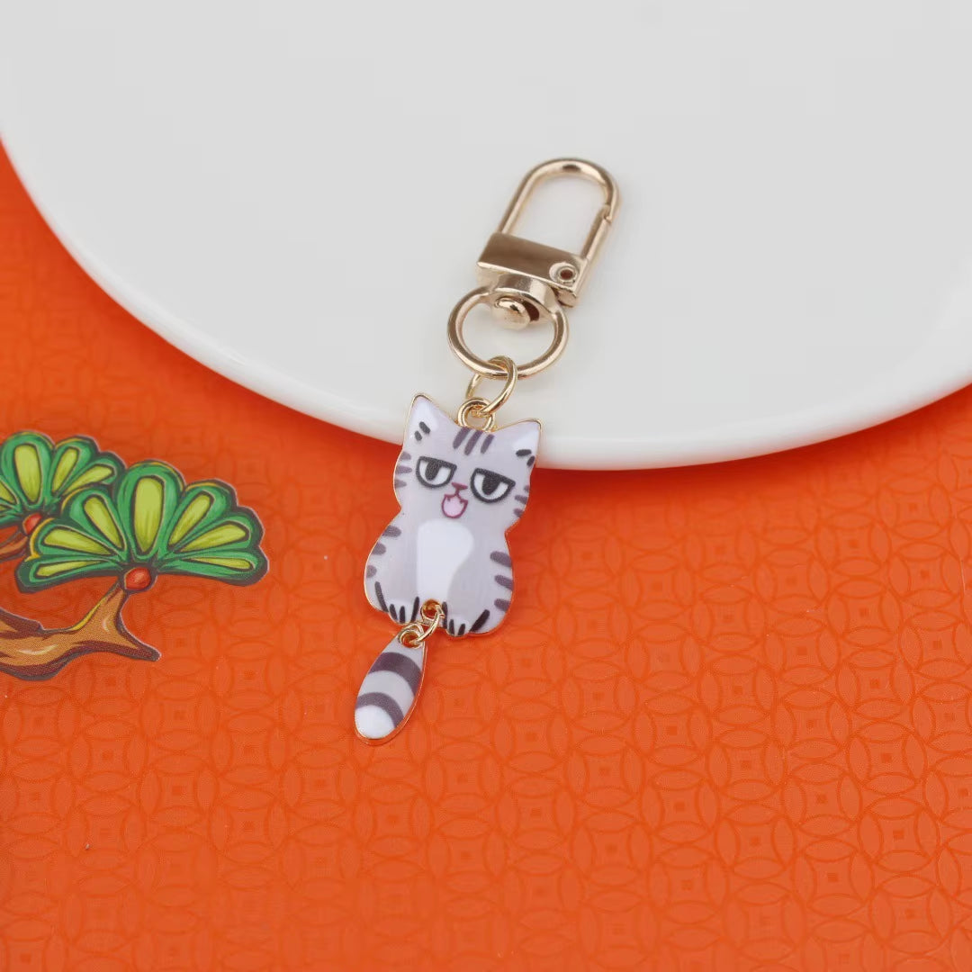 Elegant Keycat Valentine Keychain - Charming Small Animal Metal Keyring and Bag Pendant Gift