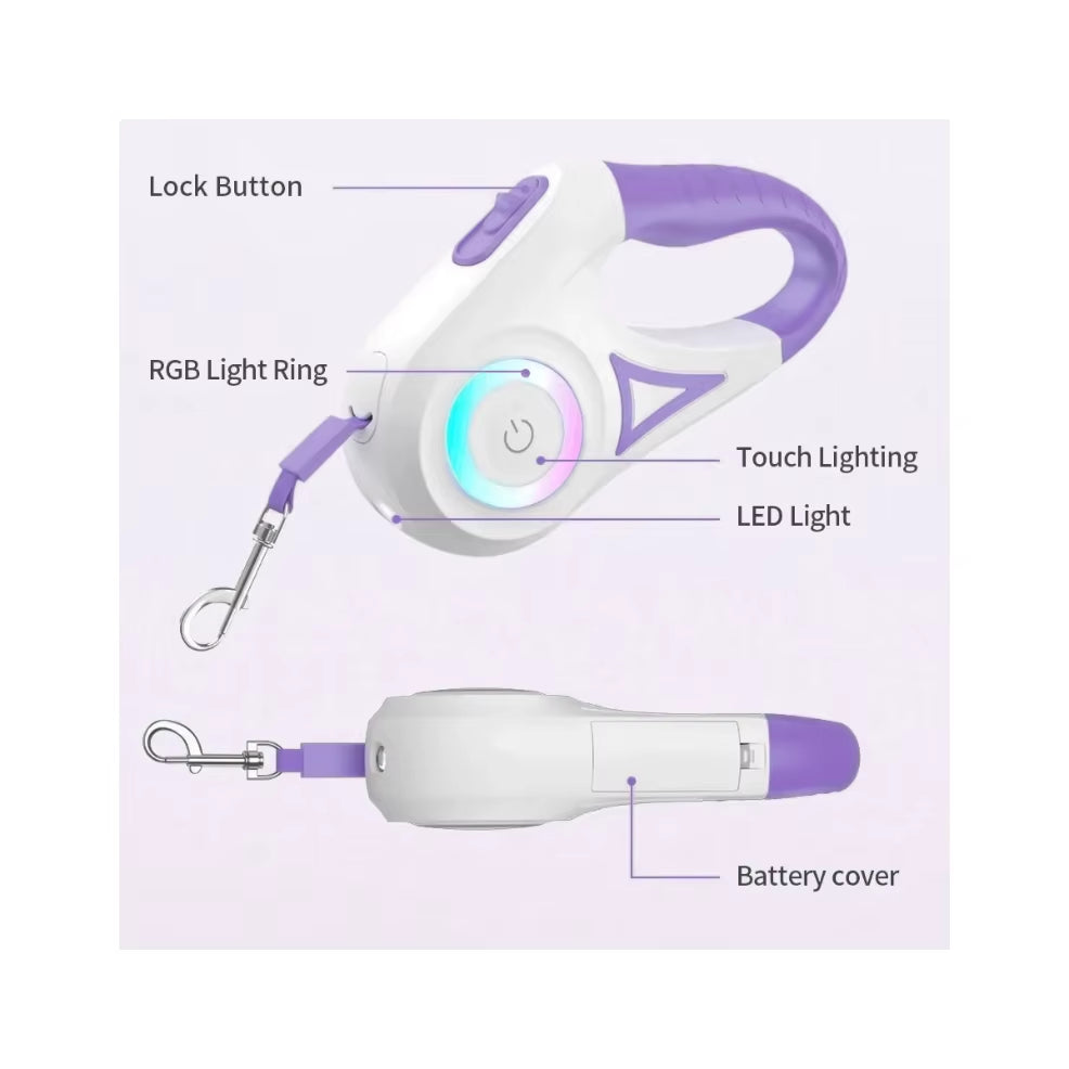 LED Retractable Dog Leash with Light for Puppies Small Medium Big Dogs Cats Pet Harness Straps Collar Accessories 3M 5M Roulette
