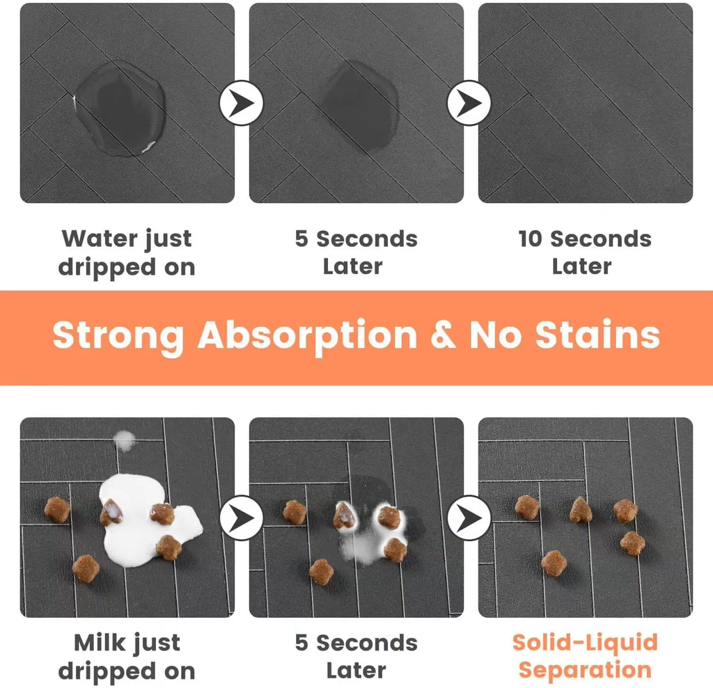 S（Little Kitten ）、M、L Bsorbent Pet Feeding Mat, Waterproof Placemat for Dog & Cat Food & Water Bowls, Quick-Dry Rubber Backing